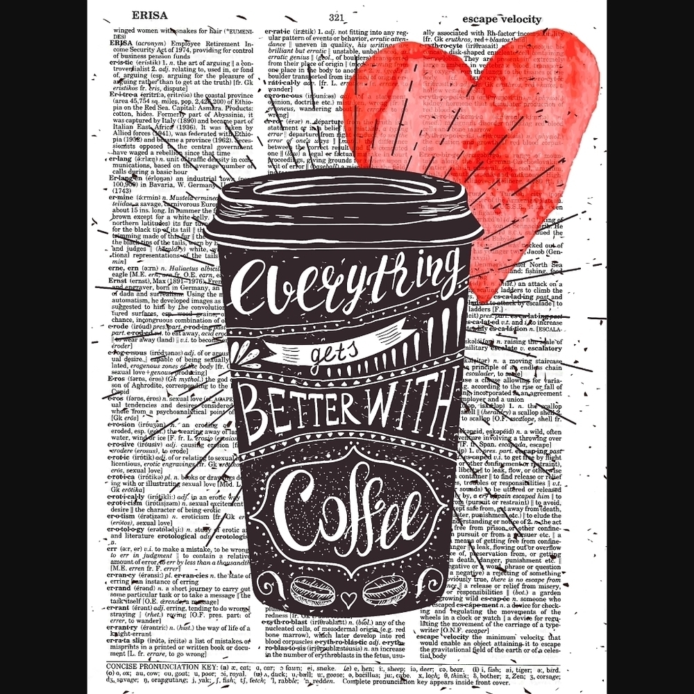 Coffee Typography Vintage Dictionary Art Print
